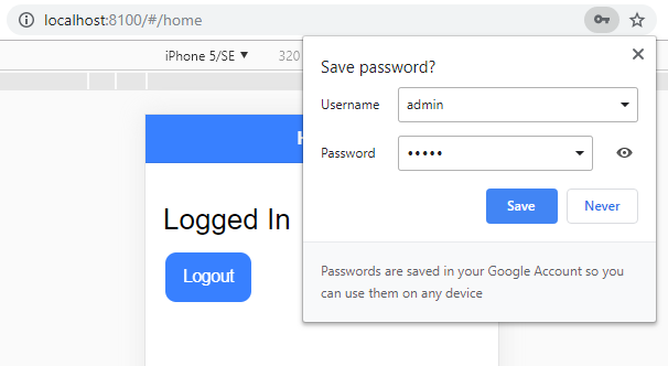 chrome password save password