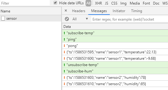 websocket log